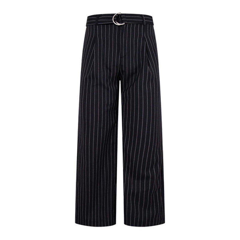 Damen Weite Leinen-Mix Culotte-Hose mit Hochbund und D-Ring-Gürtel Echoarchiv