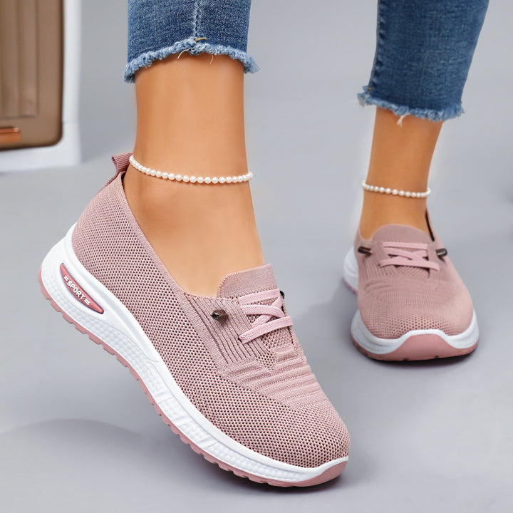 Damen nan gestrickter Slip-On-Loafer-Sneaker mit luftgepolsterter EVA-Zwischensohle und rutschfester Gummilaufsohle Echo Archiv