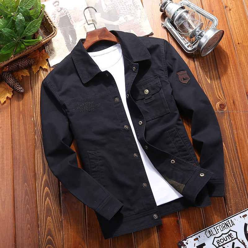 Herren robuste Canvas-Feldjacke mit Brusttasche Stickdetail und Hemdkragen Echoarchiv
