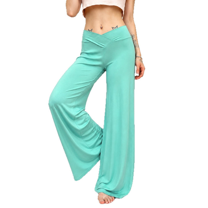 Damen Weite Palazzo-Hose mit V-Bund, Stretch-Jersey und hoher Taille Echo Archiv