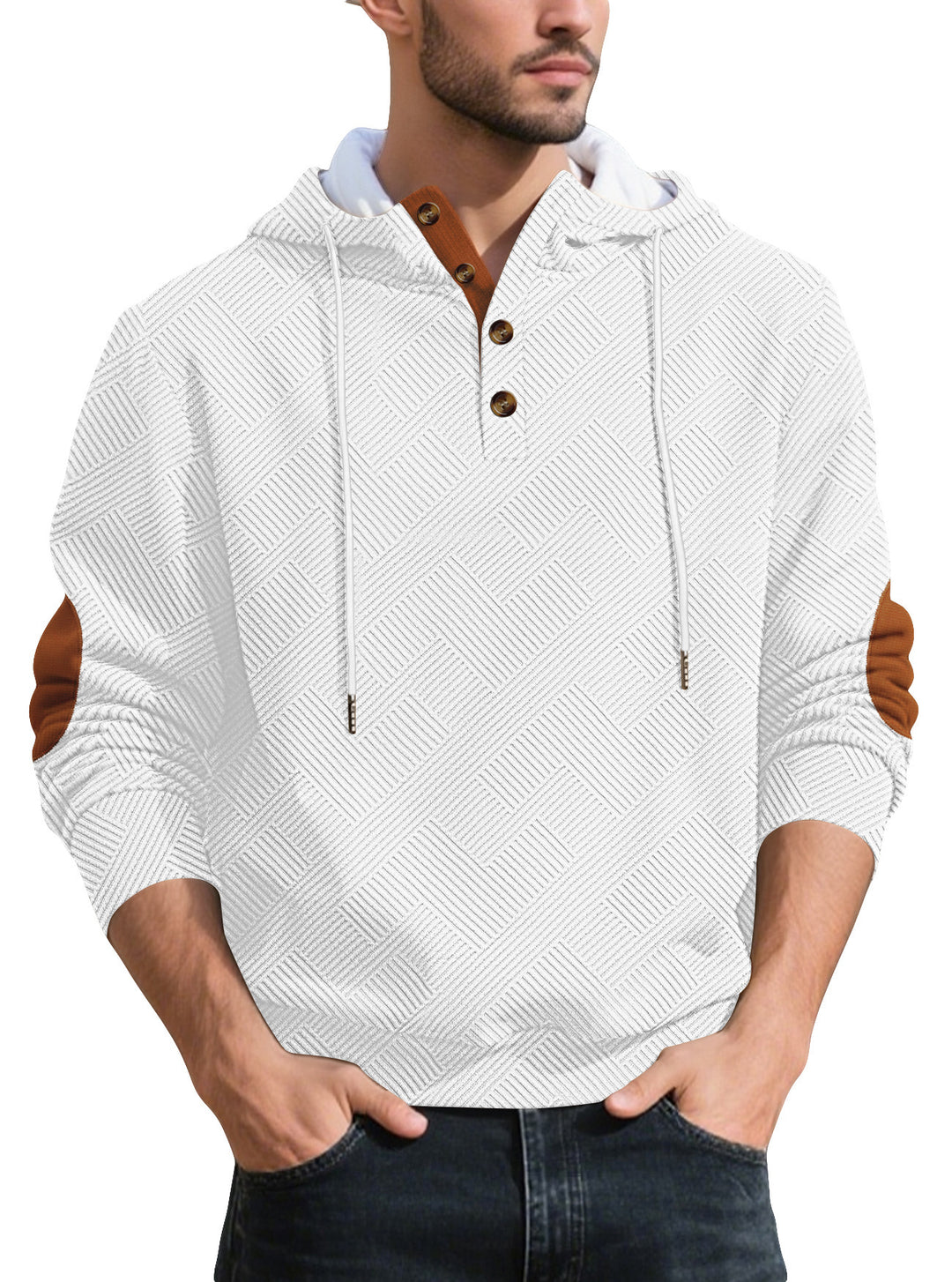 Herren modischer Kapuzenpullover mit strukturiertem Material und modischen Akzenten Echoarchiv
