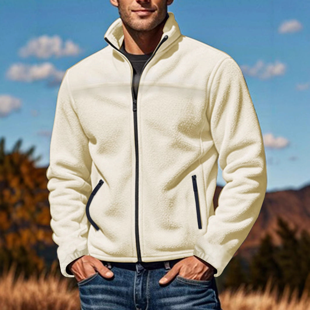Herren Fleecejacke mit hohem Kragen und seitlichen Reißverschlusstaschen Echoarchiv