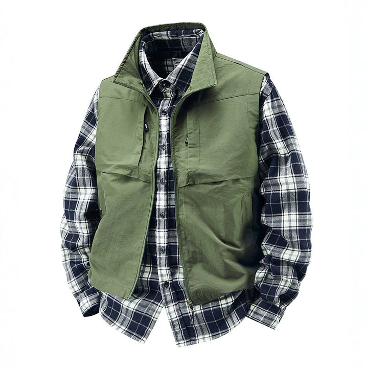 Herren Multifunktionale Canvas-Weste mit Front- und Brusttaschen sowie verstellbarem Saum Echo Archiv