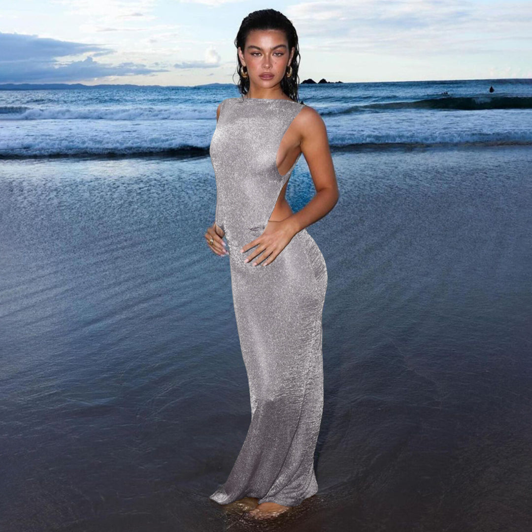 Damen Transparente Maxikleid mit schimmerndem Effekt Echo Archiv