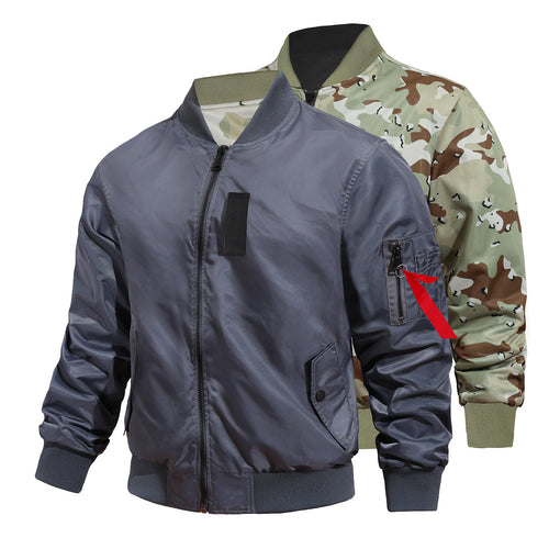 Men's reversible lightweight insulated bomber jacket with sleeve utility pocket – Brevano