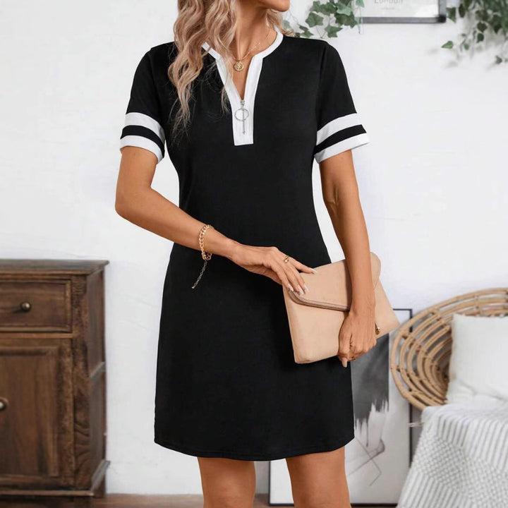 Damen nan Tunika-Minikleid mit Ring-Reißverschluss und sportiven Ärmelstreifen Echo Archiv