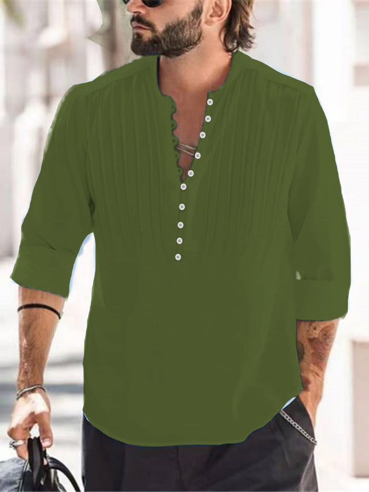 Herren Elegantes Button-Down Plisseehemd Echoarchiv