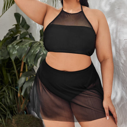 Damen Bikini-Set mit transparentem Rock und modischem Oberteil Echo Archiv