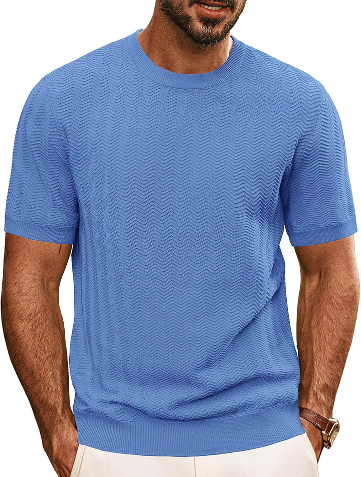 Herren strukturiertes Rundhals T-Shirt Echoarchiv