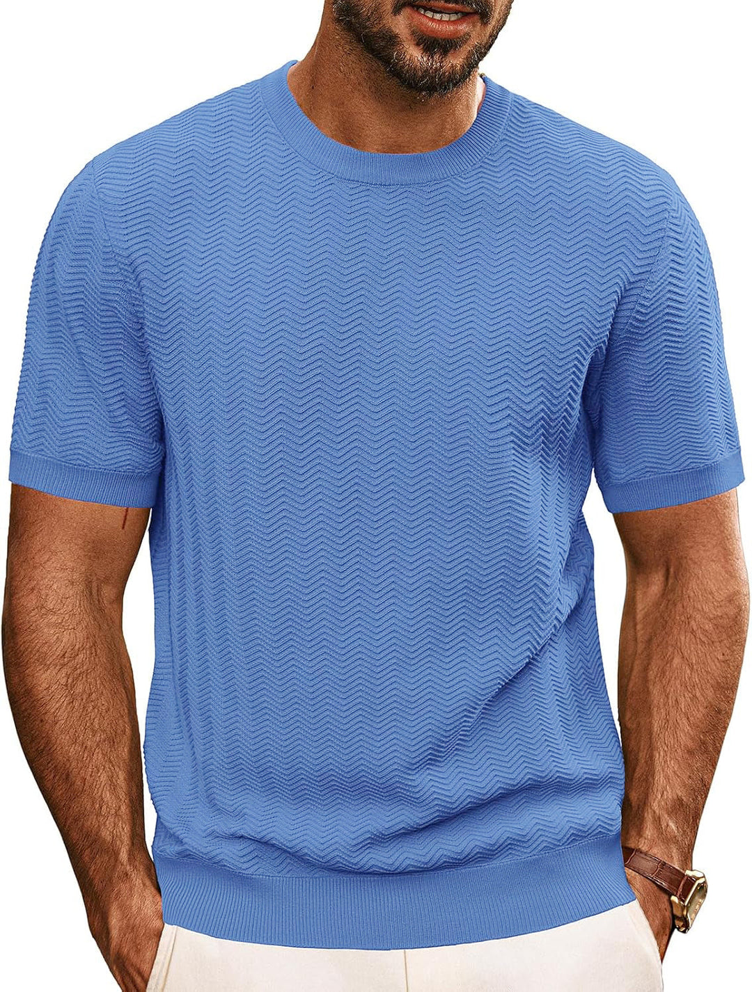 Herren strukturiertes Rundhals T-Shirt Echoarchiv