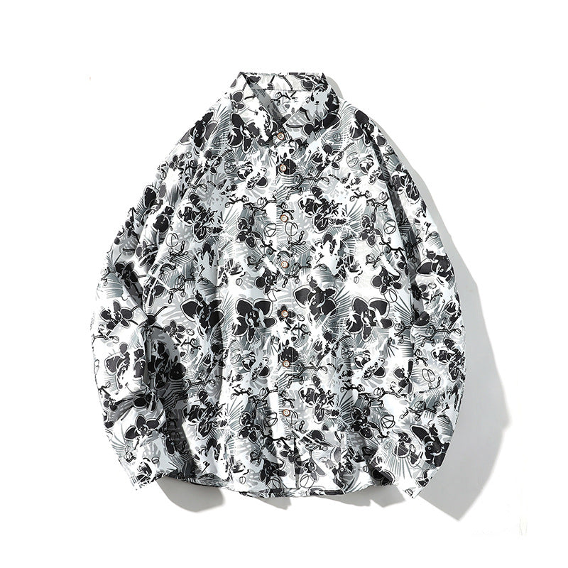 Herren Oversize-Knopfhemd mit grafischem Allover-Print und lockerem Relaxed-Schnitt Echo Archiv
