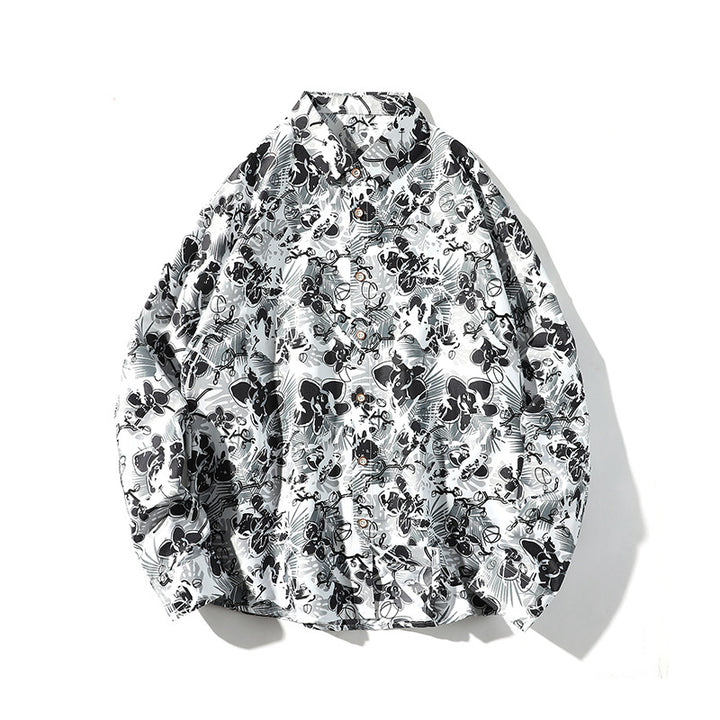 Herren Oversize-Knopfhemd mit grafischem Allover-Print und lockerem Relaxed-Schnitt Echo Archiv