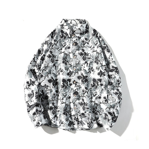 Herren Oversize-Knopfhemd mit grafischem Allover-Print und lockerem Relaxed-Schnitt Echo Archiv