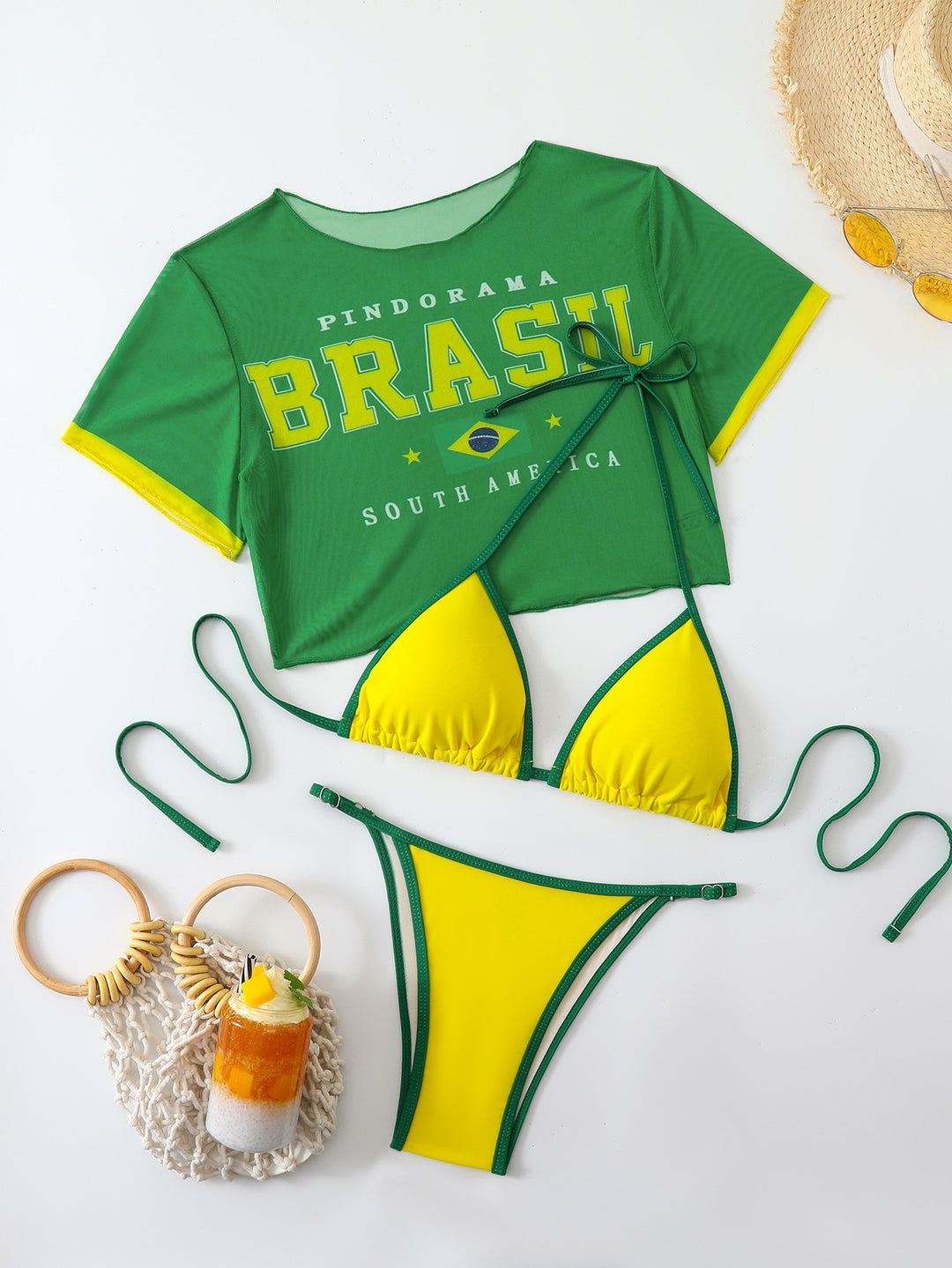 Damen Bikini-Set mit trendigem Kirschmotiv und lässigem Crop-Top Echo Archiv
