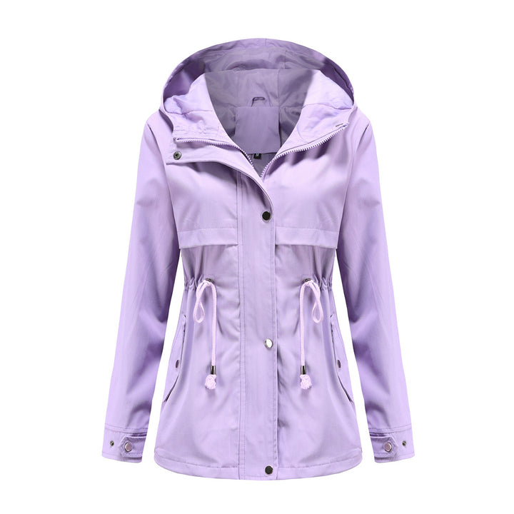 Damen nan atmungsaktive Übergangsjacke mit Kapuze, Taillenzug und verdeckter Druckknopfleiste Echo Archiv