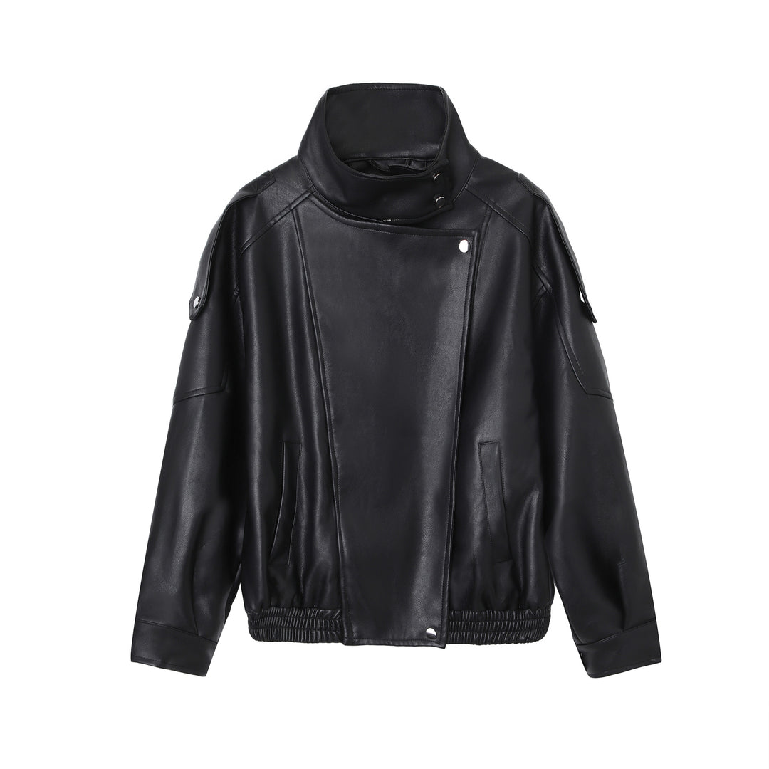 Damen Modische Lederjacke mit Stehkragen Echo Archiv