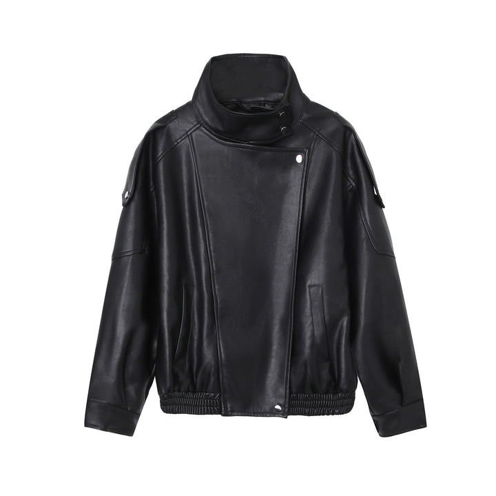 Damen Modische Lederjacke mit Stehkragen Echo Archiv