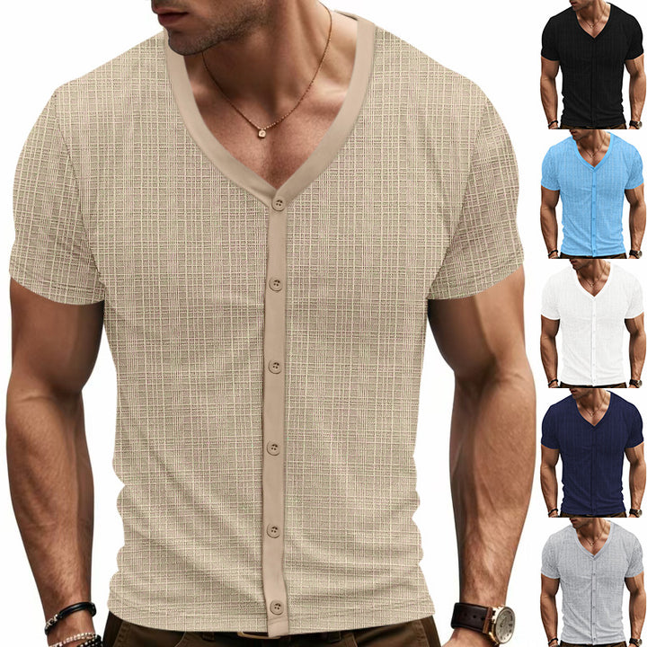 Herren kurzärmliges Cardigan Hemd Echoarchiv