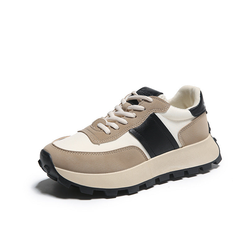 Damen Plateau-Casual-Sneaker mit profiliertem Gum-Profil und Velours-Overlays Echoarchiv