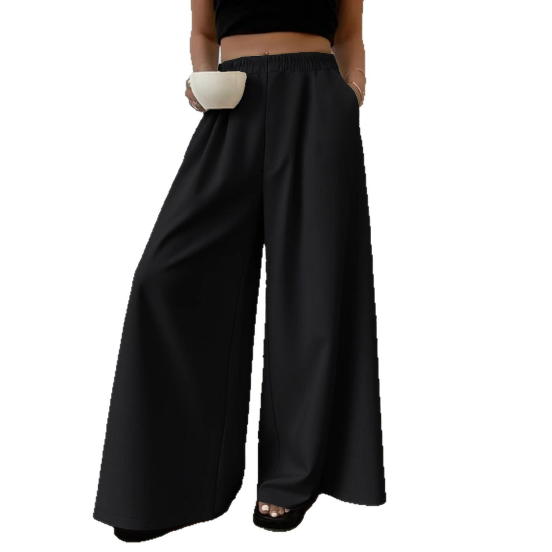 Damen Palazzo‑Hose mit hohem Elastikbund, weitem Bein und Seitentaschen – Avélisse