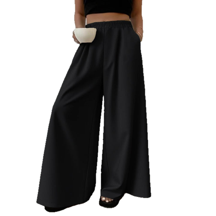 Damen Palazzo‑Hose mit hohem Elastikbund, weitem Bein und Seitentaschen – Avélisse