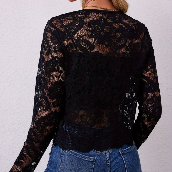 Damen Spitzenjacke mit floralen Mustern und langen Ärmeln Echo Archiv
