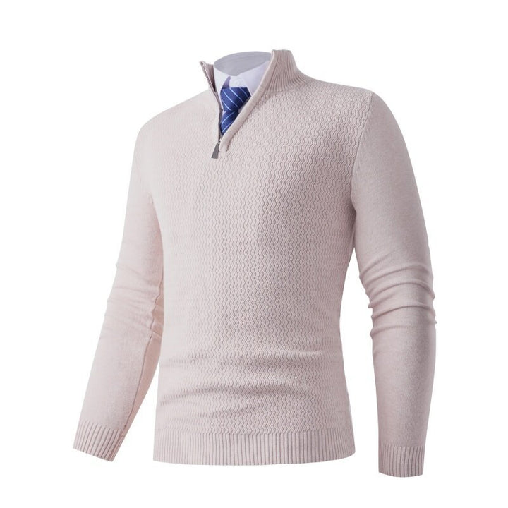 Herren Strickpullover mit modernem Stehkragen und strukturiertem Design Echoarchiv