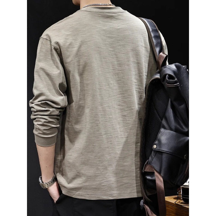 Herren Langarmshirt aus Baumwollmix mit subtiler Waschstruktur und Rundhalsausschnitt Echoarchiv