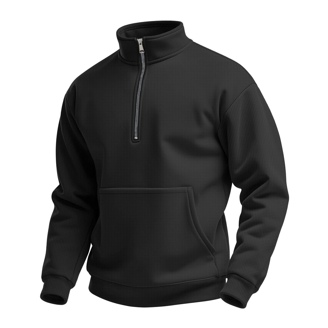 Unisex nan komfortabler Halbzip Pullover mit Kängurutasche und Stehkragen aus Strukturfleece Echo Archiv
