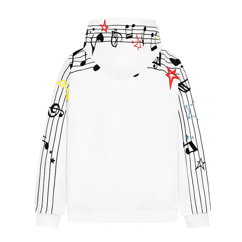Damen Kapuzen-Sweatshirt mit musikalischem Noten- und Sternprint, relaxed Fit Echoarchiv