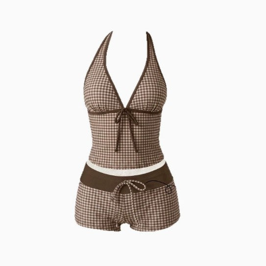 Damen Tankini mit modischem Punktmuster und verstellbarem Halter – Avérine