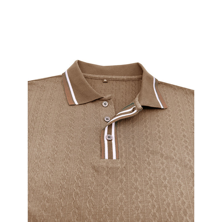 Herren Langarm Polohemd mit strukturiertem Design und modischen Akzenten Echoarchiv