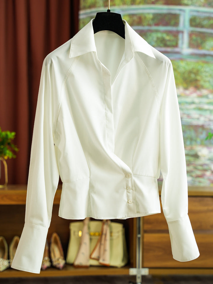 Damen Modische Bluse mit leichtem Drapeeffekt Echoarchiv