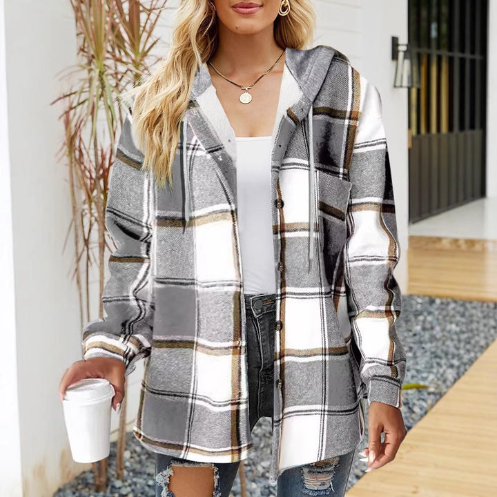 Frauen Oversized Hoodie mit Druckknopfverschluss und Kontrastbesatz – Auréline