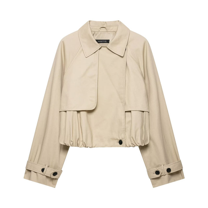 Damen 60+ Cropped Trenchblouson mit Cape‑Detail und Tunnelzugsaum Echo Archiv