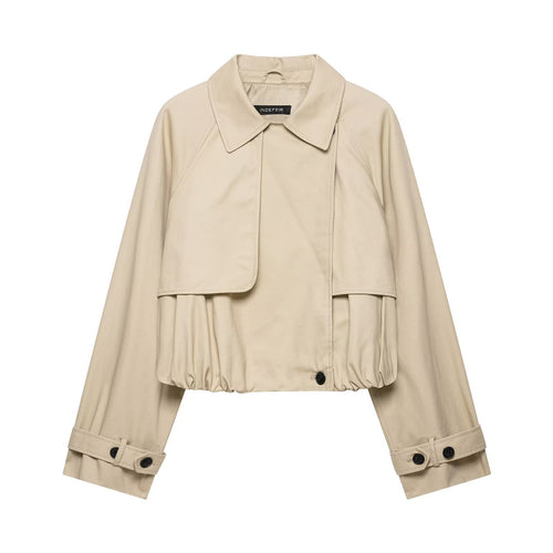Damen 60+ Cropped Trenchblouson mit Cape‑Detail und Tunnelzugsaum Echo Archiv