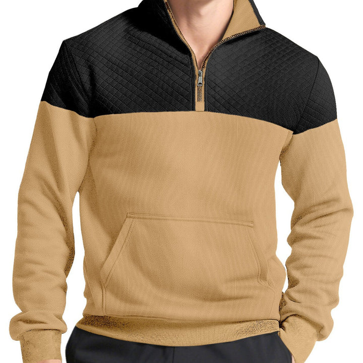 Herren nan Halbzip-Sweatshirt mit gesteppter Schulterpartie Kängurutasche und gerippten Bündchen Echo Archiv