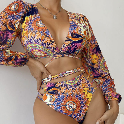 Damen Bikiniset mit langärmligem Oberteil und innovativem Wickeldesign Echo Archiv