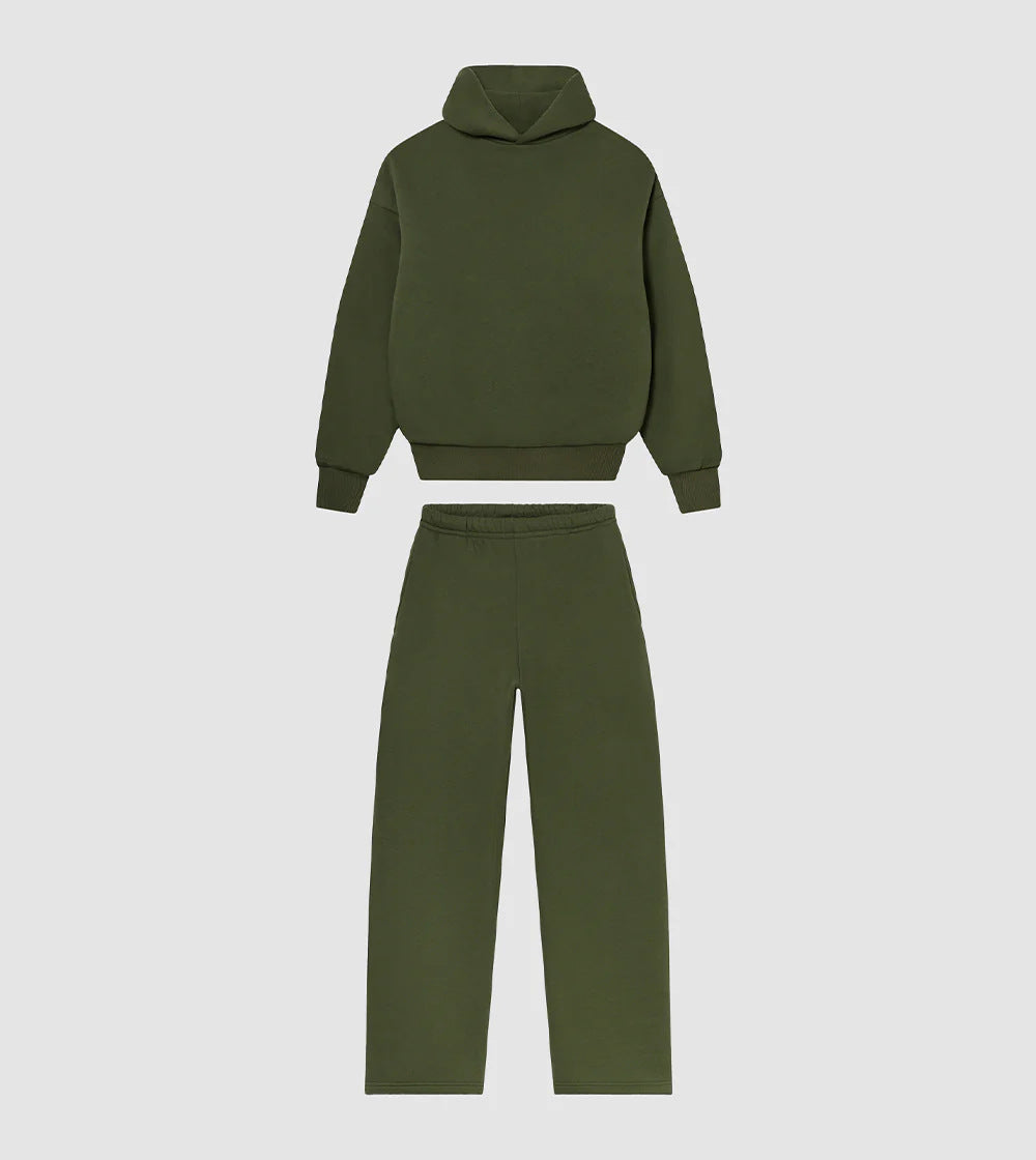 Unisex gemütliches Loungewear-Set mit hohem Rollkragen, relaxed-fit Sweatshirt und gerader Sweatpants – Auréline