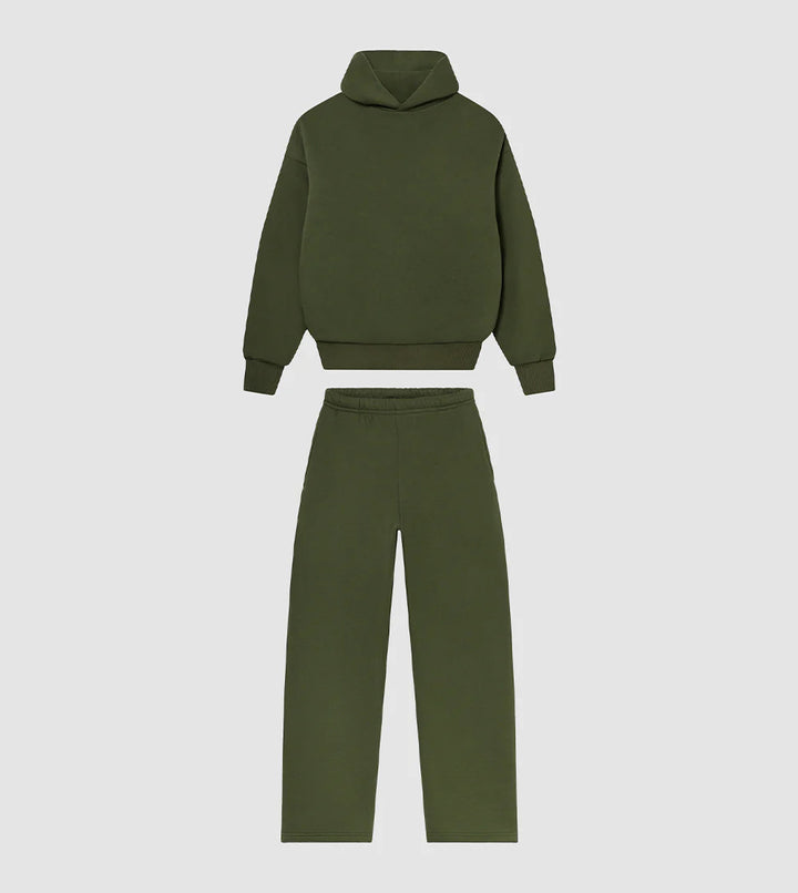 Unisex gemütliches Loungewear-Set mit hohem Rollkragen, relaxed-fit Sweatshirt und gerader Sweatpants – Auréline