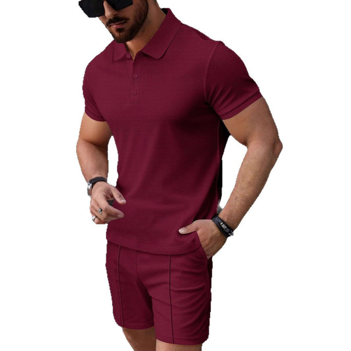 Herren modisches Kurzarm-Polohemd und Shorts Set mit strukturiertem Design Echoarchiv