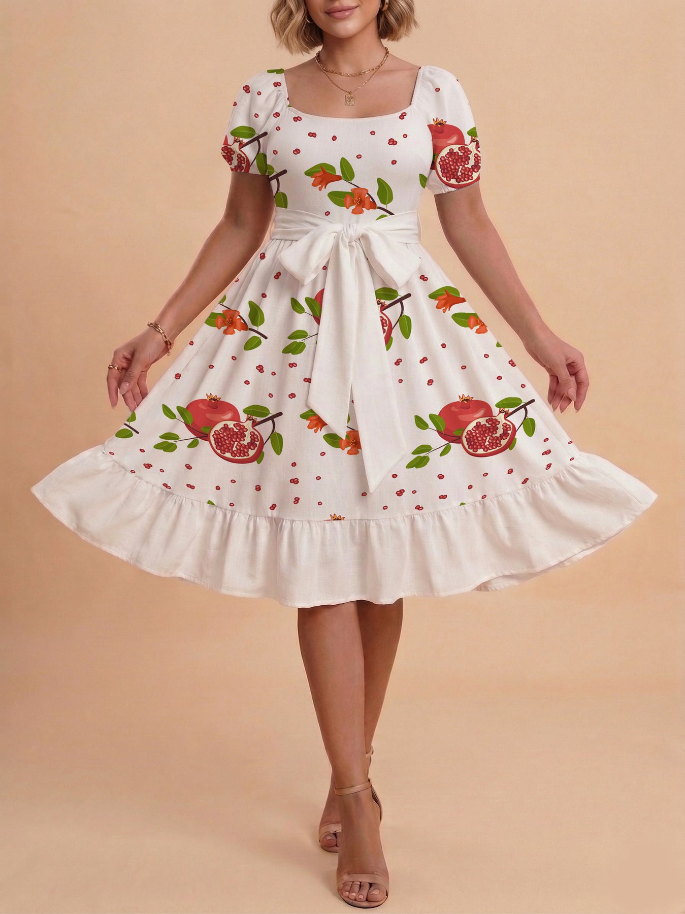 Damen Kleid mit tailliertem Schnitt und verspieltem Blumenmuster Echo Archiv