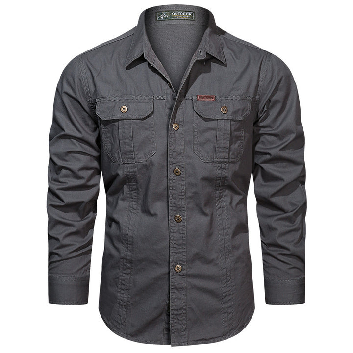 Herren nan robustes langärmeliges Outdoorhemd mit doppelten Brusttaschen und Button-Front Echo Archiv