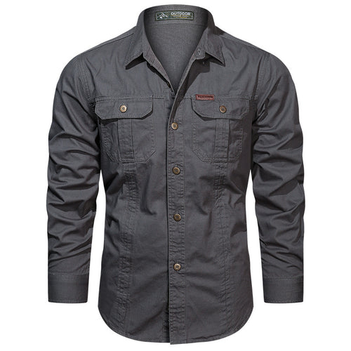 Herren nan robustes langärmeliges Outdoorhemd mit doppelten Brusttaschen und Button-Front Echo Archiv