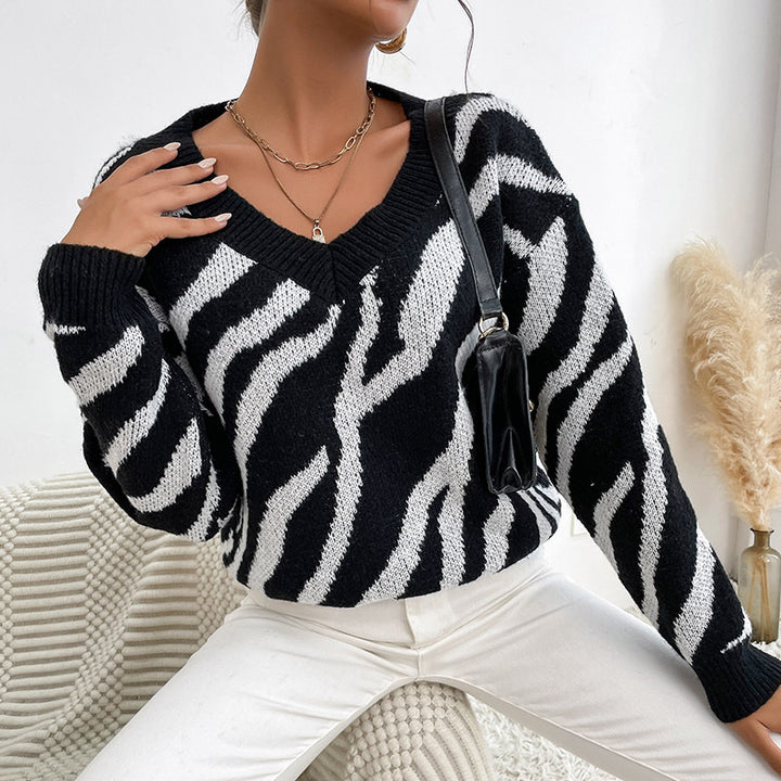 Damen Modischer Pullover mit Zebrastreifen-Design Echo Archiv