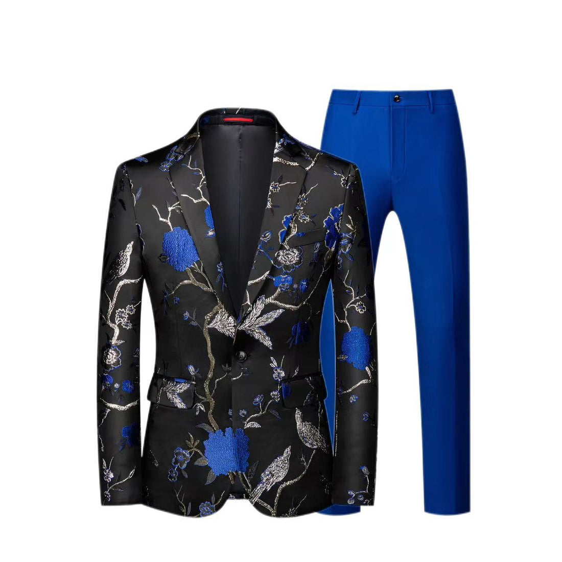 Herren Brokat-Sakko mit floralem Jacquard und Slim-Fit Anzughose Echo Archiv