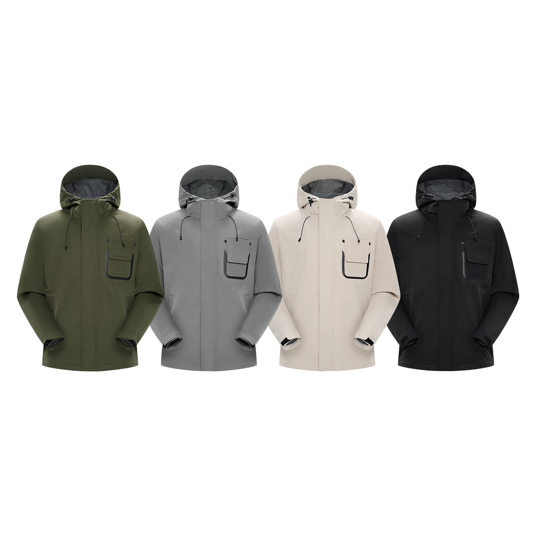 Herren Technische Funktionsjacke mit Kapuze, wasserabweisendem Softshell und Brustklappen-Tasche Echo Archiv