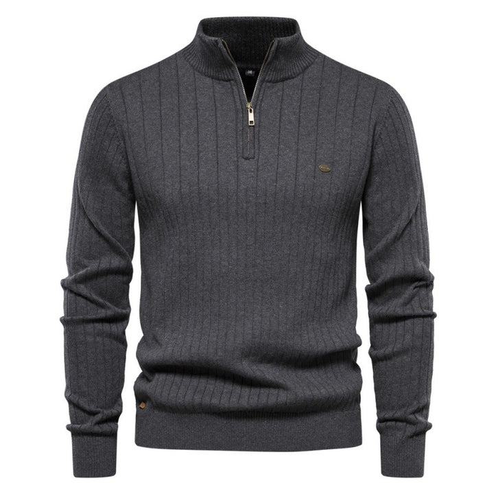 Herren Pullover mit halbem Reißverschluss und Rippstruktur Echoarchiv