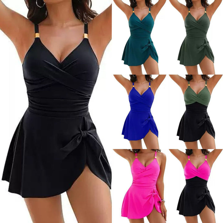 Damen Wickelbadeanzug mit elegantem V-Ausschnitt und figurformendem Schnitt Echo Archiv