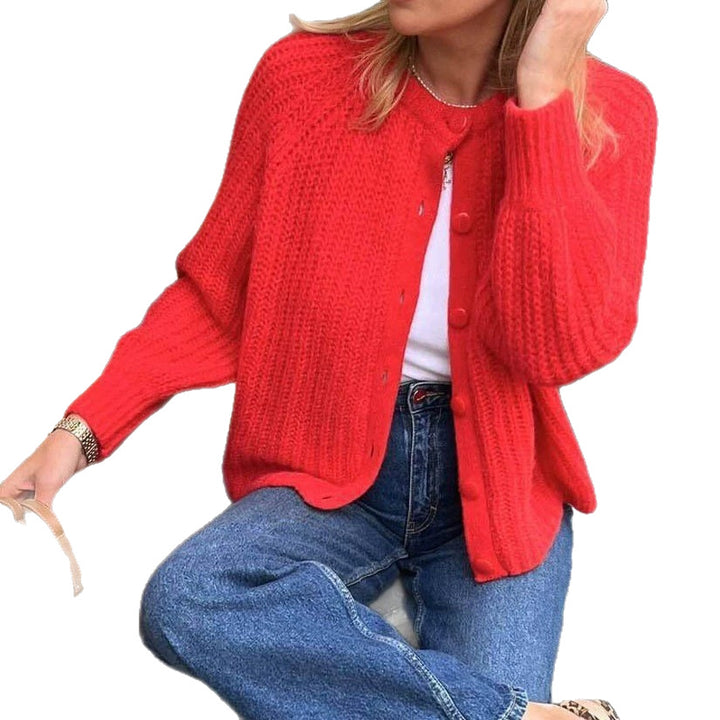 Damen Oversize Mohair-Effekt Strickjacke mit Rippenstruktur und Rundhalsausschnitt – Veloura
